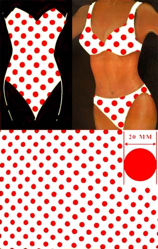 Pöttyös fürdőruha anyag